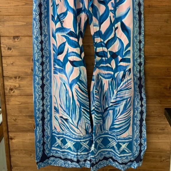 New Bal 33" Harbour Palazzo Beach Pants Blue Pink Tropics Tint Heat Wave - Picture 2 of 4